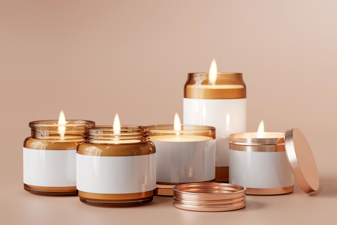 Amber Glass Candle Jars, Download PSD mockups here - https://crmrkt.com/EGobrg